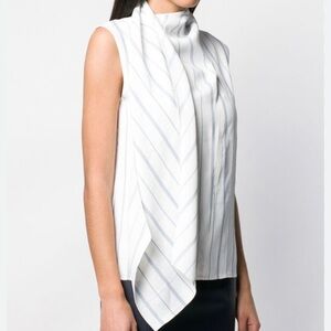 Joseph Birley Rayon White Red Stripe Designer Top Size 38